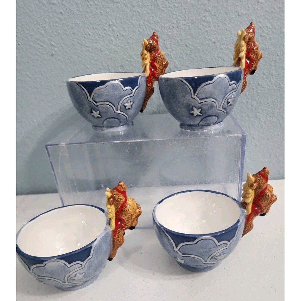 4 Dept 56 Storybook Village Reindeer Replacement Tea Set Cups